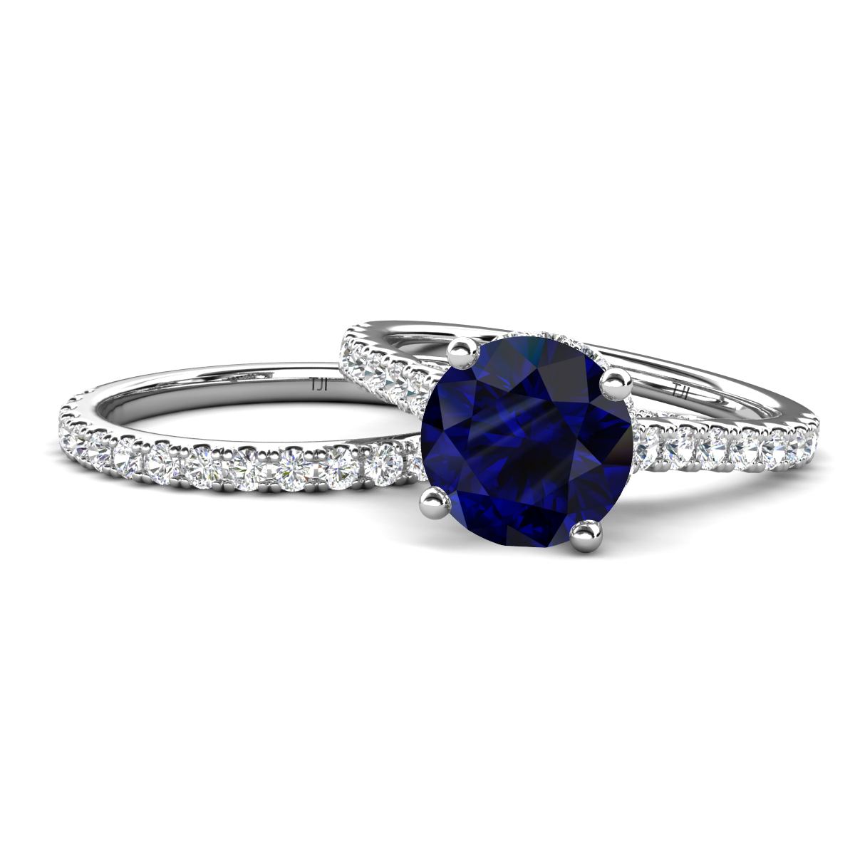 Kalina 2.53 ctw Blue Sapphire Accented Lab Grown Diamonds Bridal Set Ring  